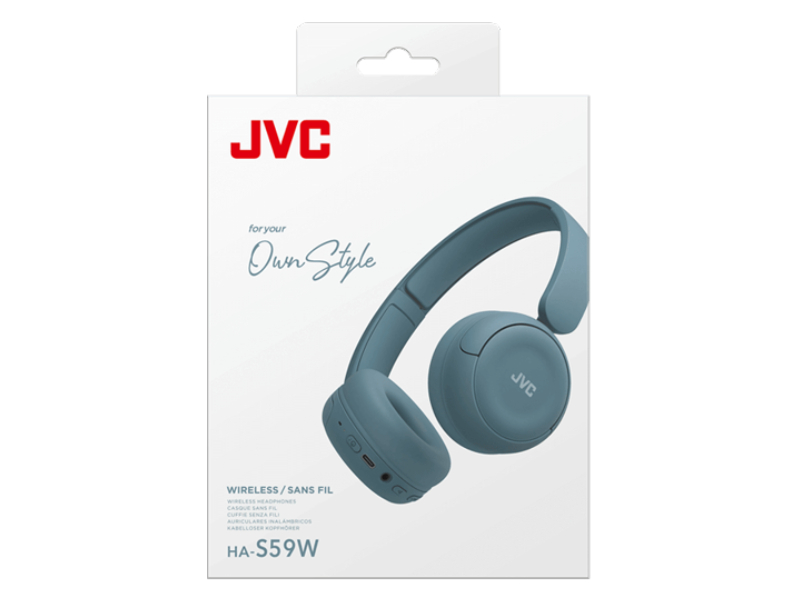 JVC Stylish Wireless Headphones with Pleasant Sound and Comfortable Fit in Retro Blue - HA-S59W-A